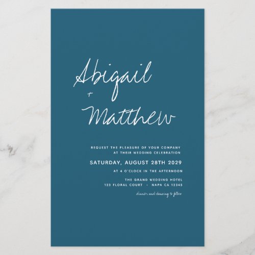 Budget Boho Dark Teal Photo Wedding Invitation Flyer