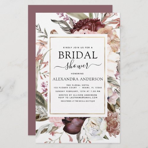 Budget Boho Dusty Pink Burgundy Bridal Shower