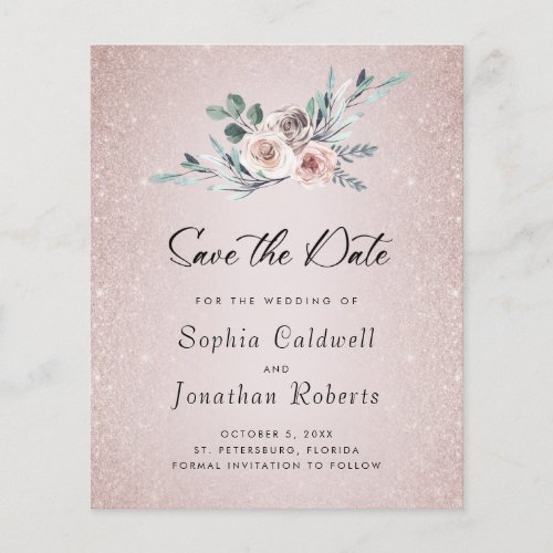 Budget Boho Dusty Pink Roses Wedding Save the Date