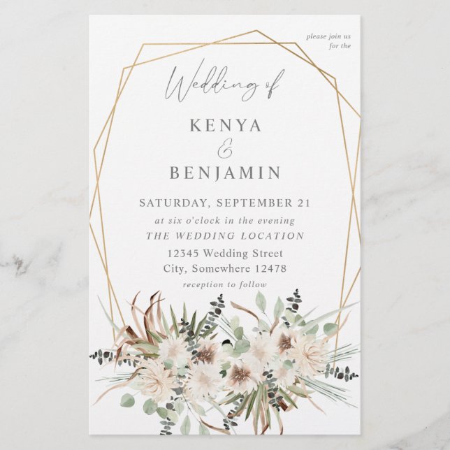 Budget Boho Eucalyptus & Beige Floral Wedding 2 MD Flyer (Front)