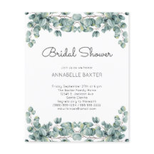 Budget Boho Eucalyptus Leaves Wedding Invitation