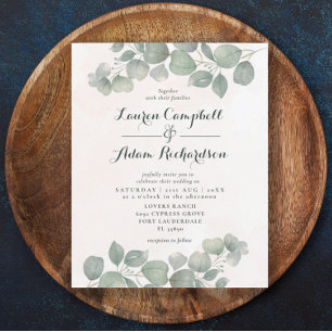 Budget Boho Eucalyptus Watercolor Sage Green Coral