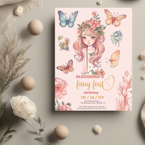 Budget Boho Fairy First Girls 1st Birthday Flyer