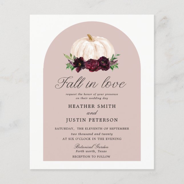 Budget Boho Fall In Love Floral Pumpkin Wedding (Front)