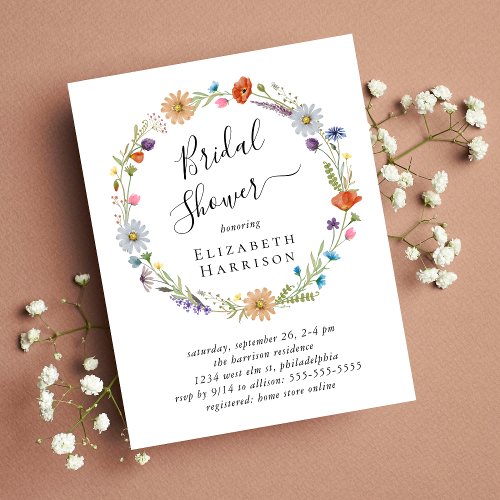 Budget Boho Floral Bridal Shower Invitation