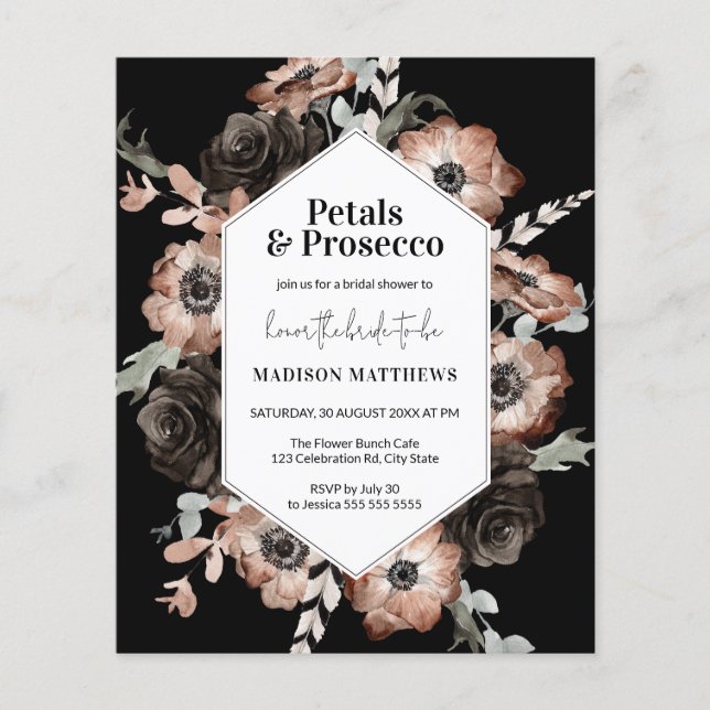 Budget Boho Floral Petals & Prosecco Bridal Shower (Front)