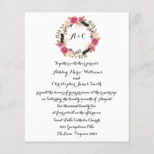Budget Boho Floral Wedding Invitation Greenery
