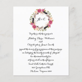 Budget Boho Floral Wedding Invitation Greenery