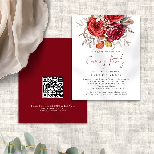 Budget Boho Florals QR Code Wedding Evening Party