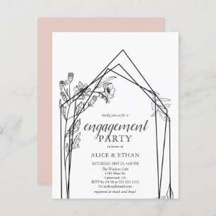Budget Boho Flowers Geometric Engagement Party Invitation Postcard