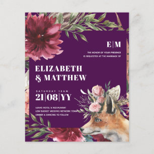 Budget Boho FOX Burgundy Floral All-in-1 Wedding  Flyer