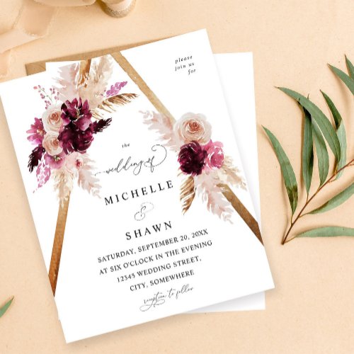 Budget Boho Frame Pink Pampas Grass Floral Wedding