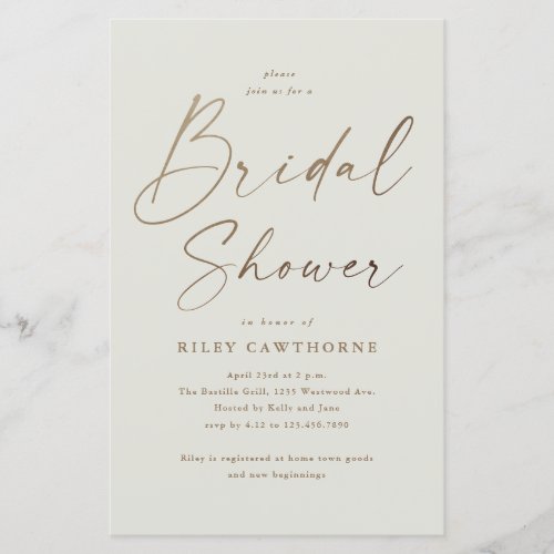 Budget Boho Gold Script Bridal Shower Invitation