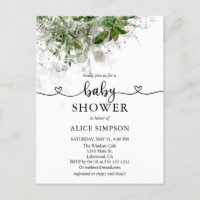 Budget Boho Greenery Baby Shower Invitation Postcard