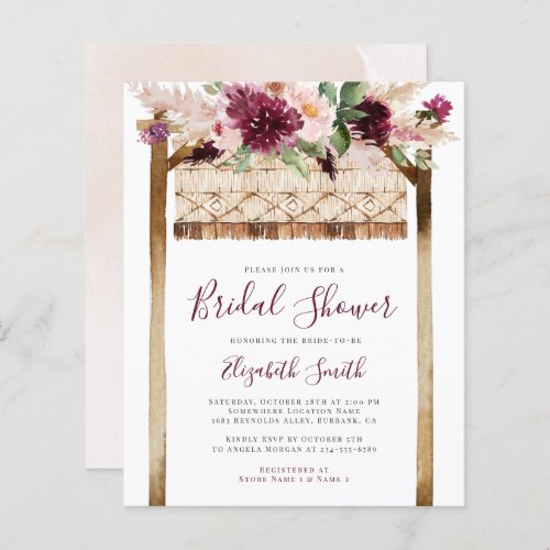 Budget Boho Greenery Blush Bridal Shower Invite