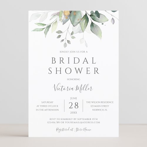 Budget Boho Greenery Bridal Shower Invitation