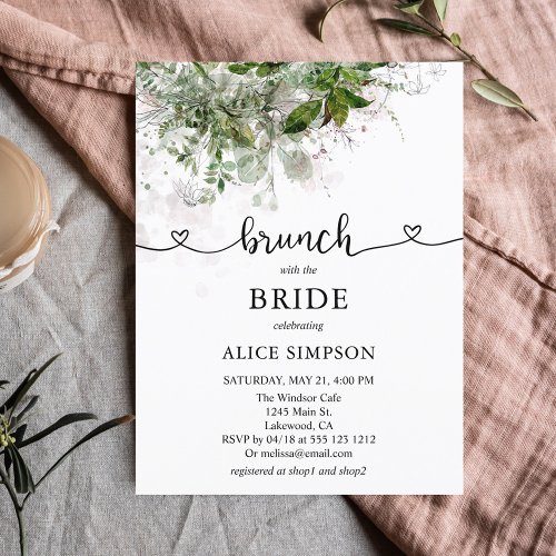 Budget Boho Greenery Brunch Bridal Shower Invitation Postcard