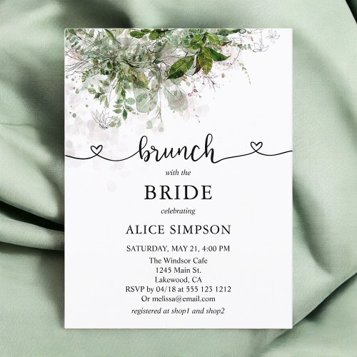 Budget Boho Greenery Brunch Bridal Shower Invitation Postcard