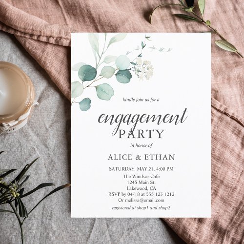 Budget Boho Greenery Eucalyptus Engagement Party Invitation Postcard