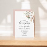 Budget Boho Leaves Pampa Grass Wedding Invitation Postcard<br><div class="desc">Boho bouquet of pampa grass,  leaves and white flowers.</div>