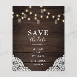 Budget Boho Mason Jars Wedding Save The Date Flyer
