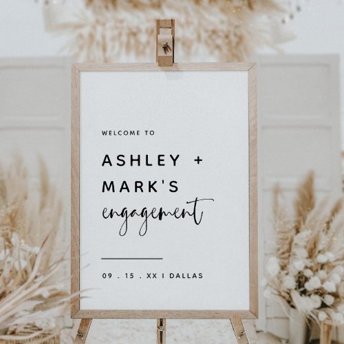 Budget Boho Modern Script Engagement Welcome Poster