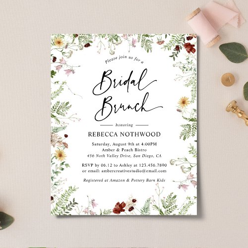 Budget Boho Nature Floral Bridal Brunch Invitation