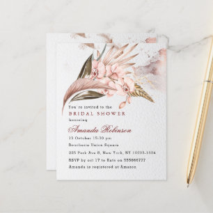Budget Boho Orchid Pampas Bridal Shower Invitation