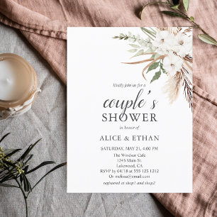 Budget Boho Pampa Grass Greenery Couple Shower Inv Invitation Postcard