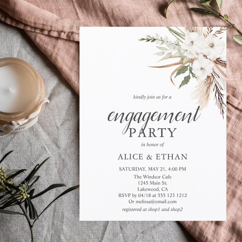 Budget Boho Pampa Grass Greenery Engagement Party  Invitation Postcard