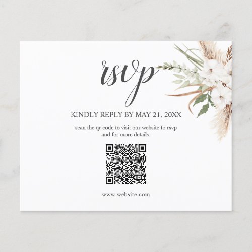 Budget Boho Pampa Grass Greenery Wedding RSVP