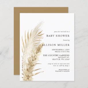 Budget Boho Pampas Baby Shower Invitation