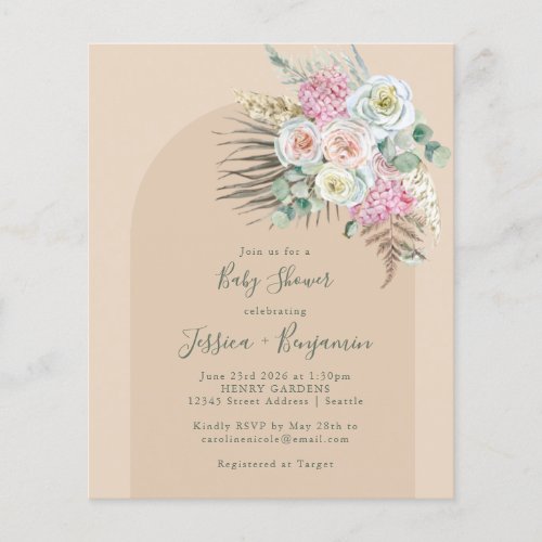 Budget Boho Pampas Beige Floral Baby Shower  