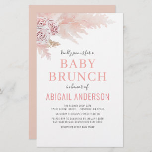 Budget Boho Pampas Grass Baby Brunch Invitation