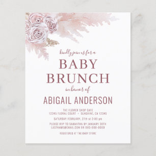 Budget Boho Pampas Grass Baby Brunch Invitation Fl Flyer