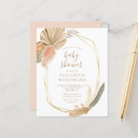 Budget Boho Pampas Grass Baby Shower Invitation