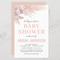 Budget Boho Pampas Grass Baby Shower Invitation