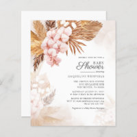 Budget Boho Pampas Grass Baby Shower Invitation