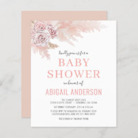 Budget Boho Pampas Grass Baby Shower Invitation