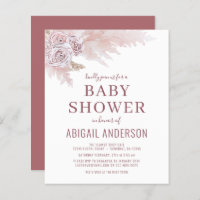 Budget Boho Pampas Grass Baby Shower Invitation