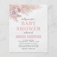 Budget Boho Pampas Grass Baby Shower Invitation Flyer