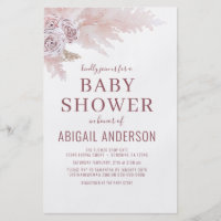 Budget Boho Pampas Grass Baby Shower Invitation  Flyer