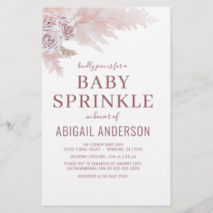 Budget Boho Pampas Grass Baby Sprinkle Invitation Flyer