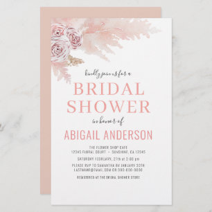Budget Boho Pampas Grass Bridal Shower Invitation