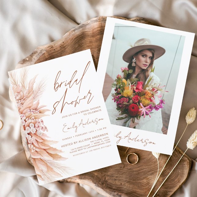 Budget Boho Pampas Grass Bridal Shower Invitation (Creator Uploaded)