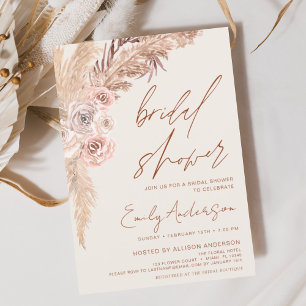 Budget Boho Pampas Grass Bridal Shower Invitation Flyer