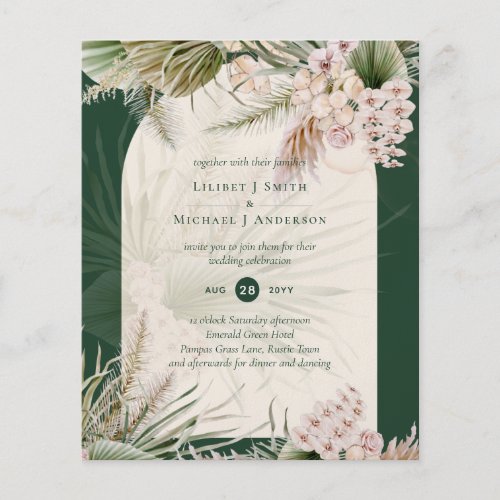 BUDGET BOHO Pampas Grass Green Wedding MATTE Flyer