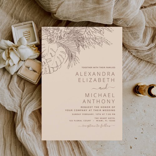 Budget Boho Pampas Grass Wedding Invitation