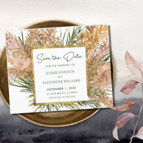 Budget Boho Pampas Grass Wedding Save the Date