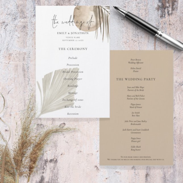 Budget Boho Pampas Grasses Wedding Program (Creator Uploaded)